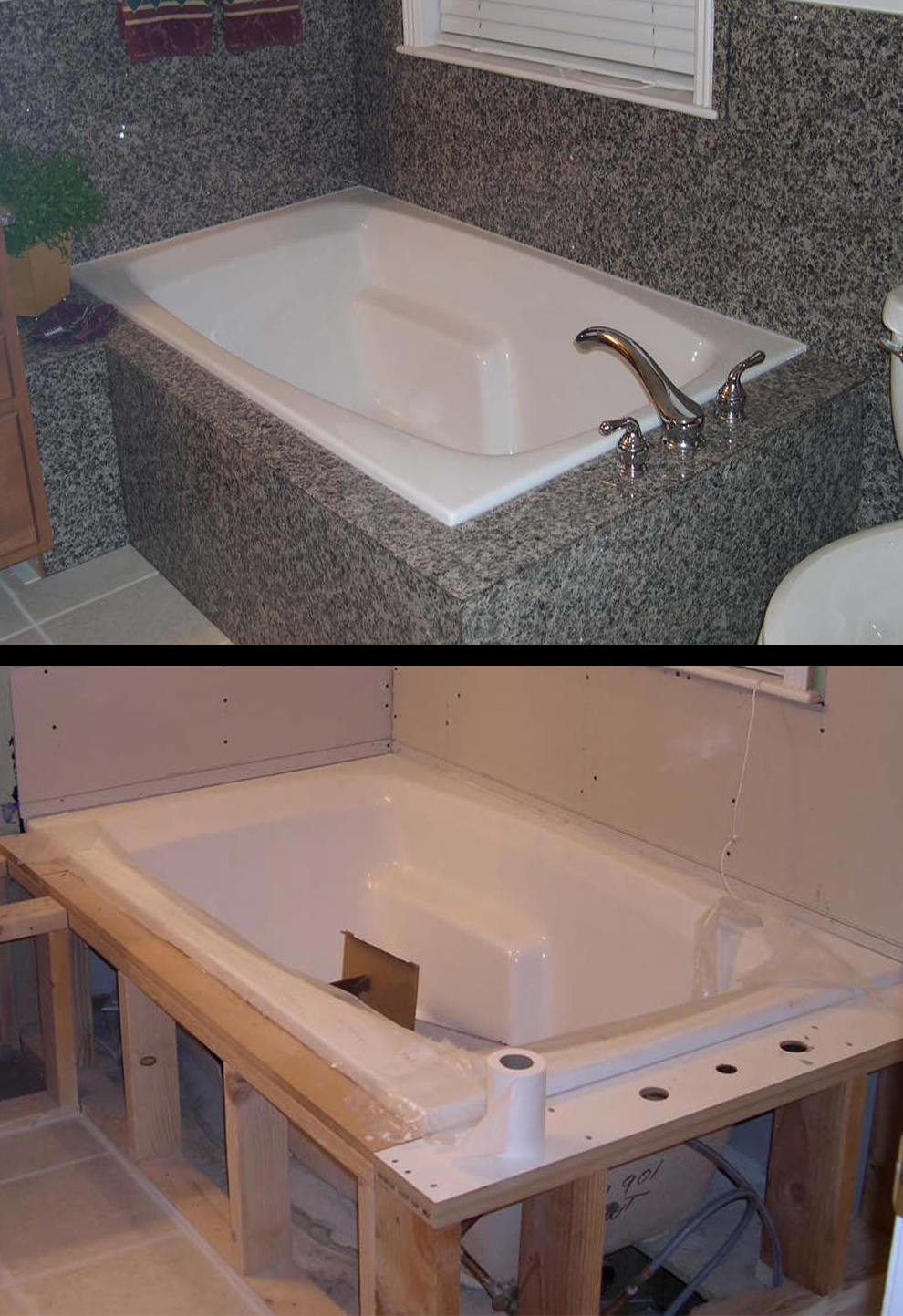 Granite Tub Surround Remodel with Trim Pieces